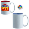 15 Oz. El Grande Mug - 4 Color Process (White/Ocean Blue Interior)